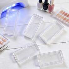 2/5pcs Transparent Rectangular Nail Art Rhinestone & Pearl Storage Box, Earring Necklace Jewelry Storage Box, Mini Nail Art Glitter Decoration Storage Box, Magic Powder Storage Jar - Multicolor - View 12