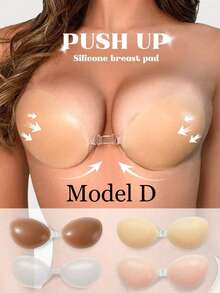 1pc Silicone Invisible Bra, Women's Super Adhesive Silicone Invisible Bra, Wedding Dress Bra, Summer Reusable Women's Lingerie, Dress, Tank Top (Note: The Style's Adhesive Is Not Too Strong, As Too Strong Adhesive Is Not Friendly To Breasts) - Multicolor - View 4