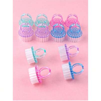 2/4pcs Nail Cleaning Brush Rings, Soft Dusting Brush, For Cleaning Fingernails And Toenails, Small Nail Cleaning Tool