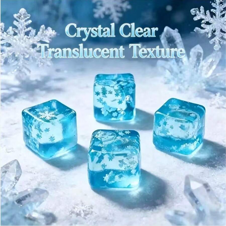 Snowflake Built-In Soft Rubber Stress Relief Toy Pressure Ball, Provides Best Soft And Cool Experience, Snowflake Quiet And Beautiful Square Shape Anxiety Relief Sensory Soft Stress Toy Slow Rebound, Suitable For Classroom Prizes, Helps Relaxation - Blue - View 1