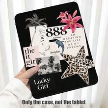 1pc Flip Desktop Protective Case With Pen Slot, Lily, Leopard Print Star, Palm Tree, Dolphin Pattern, 360 Degree Rotating Stand, Compatible With Honor 8/9/10/X8/X8A/X9/X8Pro/X9Pro/X9A/ Matepad Pro/Matepad SE 11/Matepad 11/Apple 10th Gen/ 11 2025 (A16) And A9 And Other Popular Models - Multicolor - View 1
