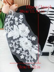 全新蕾丝网绣花水钻串珠亮片贴花，DIY 服装配饰，新娘礼服装饰，尺寸：30 厘米长 x 13 厘米宽，多种颜色可选 - 多色 - 查看 48