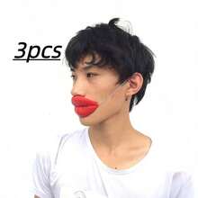 3pcs Oversized Red Big Mouth Costume Props, Funny Silicone Fake Lip Mask With Elastic Band, Halloween Single Party Carnival Cosplay Stage Performance Dress Up Accessories - Sausage Lips - View 13