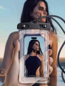 Waterproof Phone Pouch, Supports Touchscreen And Face Unlock, Transparent Waterproof Phone Case For Swimming And Drifting, Sealed Phone Protective Cover, Beach Essential, Beach Accessory, Pool Float - Pink - View 5