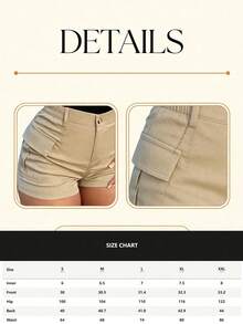 Pantalones cortos cargo de unicolor casuales para hombre, verano - Caqui 2 - Ver 8