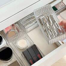 11pcs Drawer Organiser Set Clear Makeup Trays Plastic Desk Drawer Dividers Boxes - 11pcs - View 10