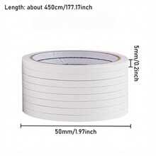 50/25 Rolls Multi-Purpose Double-Sided Tape - Strong Adhesion Suitable For Office, Crafts, Card Making - Creative Essential Tool Compact And Portable Each Roll 450cm/177inch (50 Rolls Include 0.5cm/0.2inch Width, 25 Rolls Include 1cm/0.39inch Width) - White - View 3