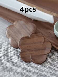 6pcs/4pcs/2pcs/1pc/1set Black Walnut Wood Coasters, Teapot Mat, Heat Resistant, Creative Flower Shape Round Wooden Coasters, Coffee Cup Coasters, Suitable For Desktop Decoration, Restaurant, Kitchen, Living Room, Bohemian Style Kitchen And Living Room Decor Table Mat, Holiday Gift - Multicolor - View 11