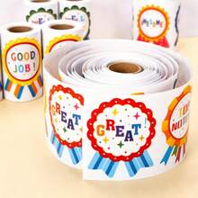 100pcs Scalloped Edge Award Stickers, Large Capacity Roll, Kindergarten Classroom Praise Stickers - Multiple Styles - View 3