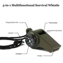 3-In-1 Multifunctional Survival Whistle With Compass And Thermometer, Portable High-Frequency Whistle For Outdoor Camping, Hiking, Cycling, Fishing, Training, Rescue - Multicolor - View 8