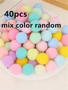 40/100 piezas Bolas de felpa de poliéster de alta elasticidad de colores, colores aleatorios DIY - Multicolor - Ver 19