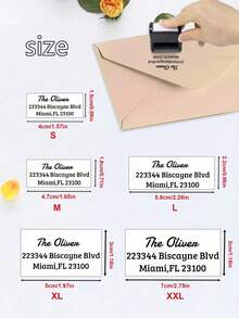 1/2個客製化文字地址印章，個性化地址印章，自動出墨，客製化橡皮印章，可客製化商務印章，5種尺寸：S/M/L/XL/XXL，12種款式，小企業用品，印章，墨水印章，清晰銳利的印跡 - 風格A - 查看 4