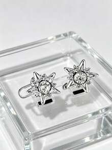2 Sets Metal Five-Pointed Star Shaped Belt Buckles, Waist Size Adjustment Buckles, Jeans Belt Buckles, Skirt Hem Drawstring Buckles, Waist Circumference Adjustment Device, Safety Pin Invisible Seamless, Suitable For Daily Use Multi-Functional Snowflake Style - Silver - View 4