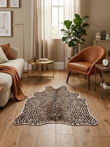 1pc Leopard Print Velvet Rug, Room Decor, Non-Slip Wear-Resistant, Noise-Reducing Sound-Absorbing, Skin-Friendly Soft, Easy To Clean, Living Room Carpet, Bedroom Rug, Bathroom Mat, Washable Carpet, Home Decor - Leopard Print - View 5