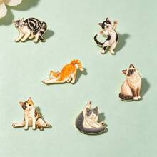 1 buah Pin Enamel Kucing Multi Ras Realistis, Pin Kerah Anak Kucing Ragdoll Oranye Belang dengan Garis Emas, Pin Logam untuk Jaket dan Tas, Hadiah Menarik untuk Pecinta Kucing - MultiWarna - View 9