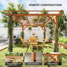 Gazebo 10' X 13' Outdoor , Wood Grape  With Stable Structure And Concrete Anchors For Climbing Plant Support, Garden, Patio, Backyard, Deck, Dark Brown - A - View 5