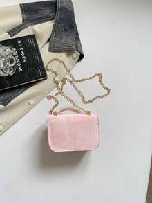 Girls' Fashion Crossbody Handbag, Princess Small Square Bag, Versatile Shoulder Small Purse - Pink - View 6