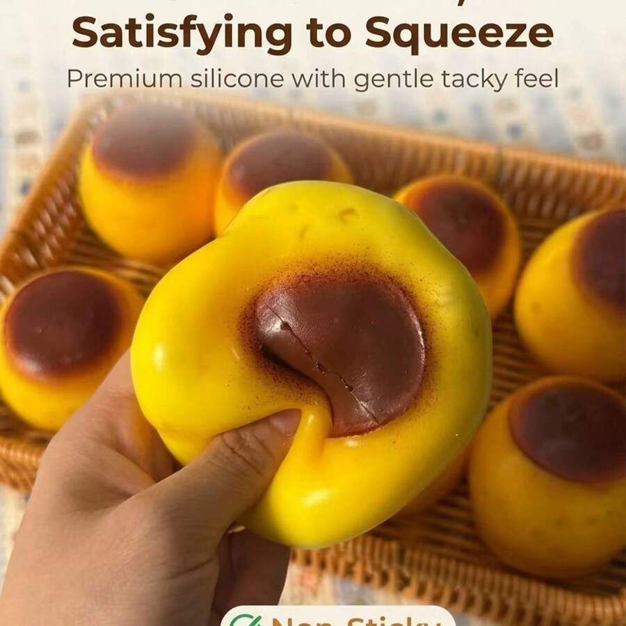 Crispy & Soft Caramel Pudding Handmade Squeeze Ball, Student Stress Relief Toy, Squeaky Building Block Ball, Crunchy Squeeze Venting Toy - 彩色 - 查看 1