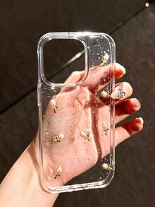 1 Buah Casing Ponsel Resin 3D Motif Tulip, Kompatibel dengan Apple 18 Pro Max/18 Pro/17 Pro Max/16/15/14/13/12/11, Pelindung Transparan Anti Guncangan dengan Glitter, Gaya Segar - Casing ponsel tulip 3D - View 16
