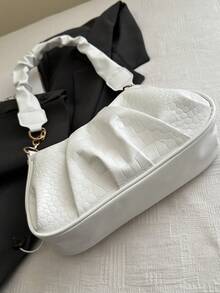 Tas Bahu Lipit Minimalis Hitam Vintage Baru untuk Komuter - Putih - View 6