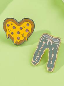 2pcs Healing Style Casual Pants Heart Cheese Brooch, Fun Pattern Versatile And Durable, Suitable For Clothing, Hats, Backpacks, Easily Enhance Outfit Layering, Unique Niche Decorative Item With Strong Atmosphere - Multicolor - View 3