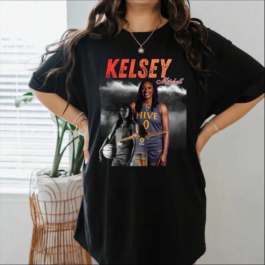 Kelsey Mitchell Basketball-Grafik-T-Shirt - Unrivaled League T-Shirt - Schwarz - Übersicht 1