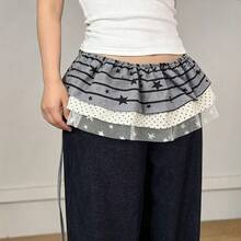1 Stück neue Spitzen-Schürzen-Überrock für Jeans, unterer Saum Po-Abdeckung, hochwertiger koreanischer Stil einteiliger Binderoberrock - Verschiedenfarbig - Übersicht 7