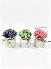 小型人造盆栽植物/仿真苔蘚石 (可選 1、2 或 3 件套) - 綠色植物配黑色花盆；適用於家居裝飾、辦公室、餐桌、農舍風格空間、陽台和浴室 - 彩色 - 查看 12