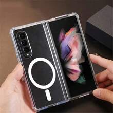 Compatible With Samsung Galaxy Z Fold8 Ultra Fold 8 Wide Fold7 Fold6 Fold5 Fold4 Phone Case Minimalist Fashion Transparent Crystal Shockproof Protective Cover Anti-Drop Protection With Magnetic - Clear - View 13