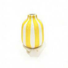 1pc 3.6 Inch Mini Striped Ceramic Vase, Vibrant Colors, Suitable For Office Desk, Window Sill, Living Room And Entryway Table, Home Decor Ornament, Perfect Gift - Multicolor - View 15