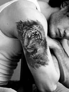 Big Size Body Art Temporary Tattoo Stickers For Women Or Men, Realistic Animal Lion Tiger Wolf Pattern, Waterproof Fake Tattoo, Lasts 2-5 Days, Covering Scars, Suitable For Parties, Gifts, Vacations, Body Decoration - Black - View 6