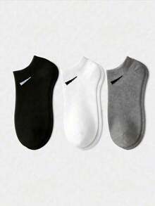 1/5/9/10/15/20/30 Pairs, Unisex Sports Socks, Solid Color Design, Simple And Stylish Short Socks, Perfect For Everyday Casual Wear - Black and White - View 3