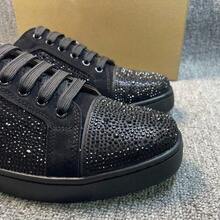 CL-New Sneakers, Studded Couple Shoes, Glitter And Rhinestone Shoes With Iconic Red Sole - Diamond Black - View 3
