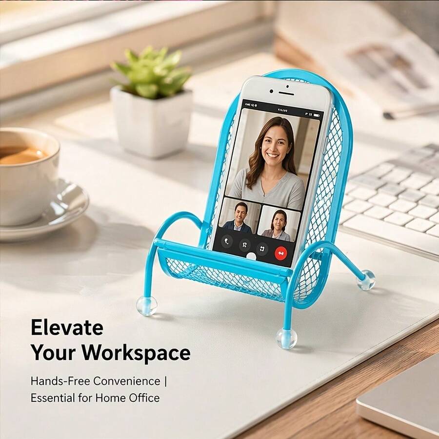1pc Cute Chair Shaped Phone Stand, Universal Slouchy Desktop Phone Holder, Stable Anti-Slip Bedside Stand, Phone Accessory, Office Desktop Accessory - Standard Model - View 1