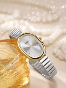 1pc Women's Stainless Steel Strap Elegant Quartz Watch, Simple & Versatile For Everyday Wear - Silver - View 2