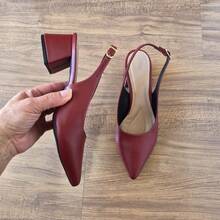 Women's Slingback Block Heel Pumps 5cm Comfortable Elegant - 紅木色 - 查看 9