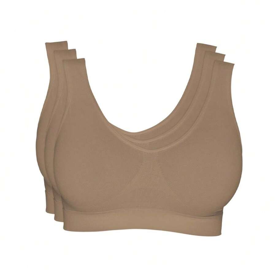 Kit 3 Tops Hanes Alças Largas sem Costura 5762 - Chocolate - Visão 1