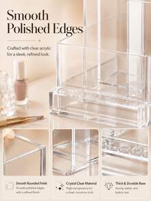 Transparent Acrylic Nail Art Tool Storage Box, Multi-Compartment Design, Transparent Makeup Brush Storage Box With Drawers, Nail File And Nail Art Tool Storage Box, Space-Saving Vanity Storage Box, Durable And Easy To Clean Acrylic Storage Box - Clear - View 3