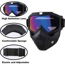 Máscara Facial Deportiva Negra con Lente HD, Espuma Cómoda y Correa Ajustable, para Paintball, Motociclismo, Esquí y Exterior - Blanco - Ver 10
