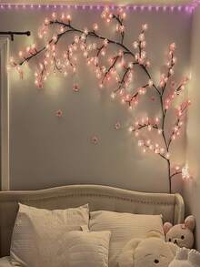 1pc LED Cherry Blossom Branch Wall Light, USB Powered, 8 Flashing Modes, Suitable For Indoor And Outdoor Use In Spring And Summer, Wedding Decoration, Party Atmosphere Light, Valentine's Day, Christmas, Birthday, Graduation Gift - Pink - View 8