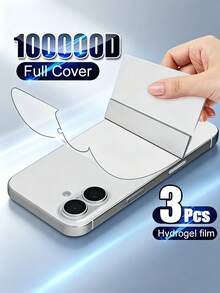 3pcs Hydrogel Back Cover Protective Film, Compatible With IPhone 18 Pro Max/18 Pro17/17e/16/16e/15/14/13/12/11/17 Pro Max/16 Pro Max/17 Pro/15 Pro/Plus/X/XR/XS Max/Air, Soft TPU Transparent Protective Film, Non-Tempered Glass - 3 Pcs - View 1