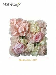 MEHELANY 1 pièce Panneau mural floral, 12,6*12,6 pouces Faux panneau de roses roses et d'hortensias, fond floral artificiel pour décoration murale, décoration de fête de mariage, décoration de mariée/fête, Saint-Valentin, cadeau - Rose pâle - Voir 5