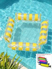 1 Set Foldable Inflatable Water Lounger, 4-Tube Backrest Pool Float, Includes 1 Air Pump, PVC Material, Multi-Color Options, Holiday Essential, Summer Water Party Must-Have, Suitable For Adult Vacation And Leisure, Inflatable Pool Float, Beach Supplies, Beach Accessories, Inflatable Sea, Non-Food Contact - Multiple Styles - View 12
