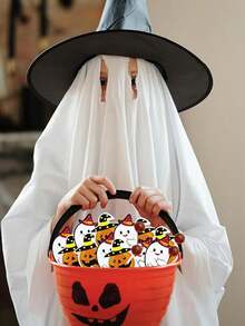 100/50pcs Halloween Lollipop/Candy Decorative Paper Cards - Creative DIY Pumpkin & Ghost Designs, Suitable For Halloween Party Gift Packaging And Decoration - Multicolor - View 5