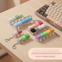 4-Key Mechanical Keyboard Keycap With Colorful & Vibrant Macaron Colors & Stress Relief Toy Keychain Pendant & Effective Stress Relief Keyboard, Soft & Crispy Keys For Office Fidgeting & Teenager Stress Relief Toy Gift - Multicolor - View 7