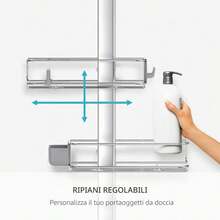 Simplehuman, Organizador de ducha grande ajustable O6DH - Acero inoxidable mate + aluminio anodizado - Ver 9