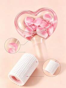 1pc Heart-Shaped Petal Embedded Ice Roller Facial Cold Compress Massage Ice Ball De-Puffing Soothing Redness Skin Care Ice Therapy Tool - Pink - View 4