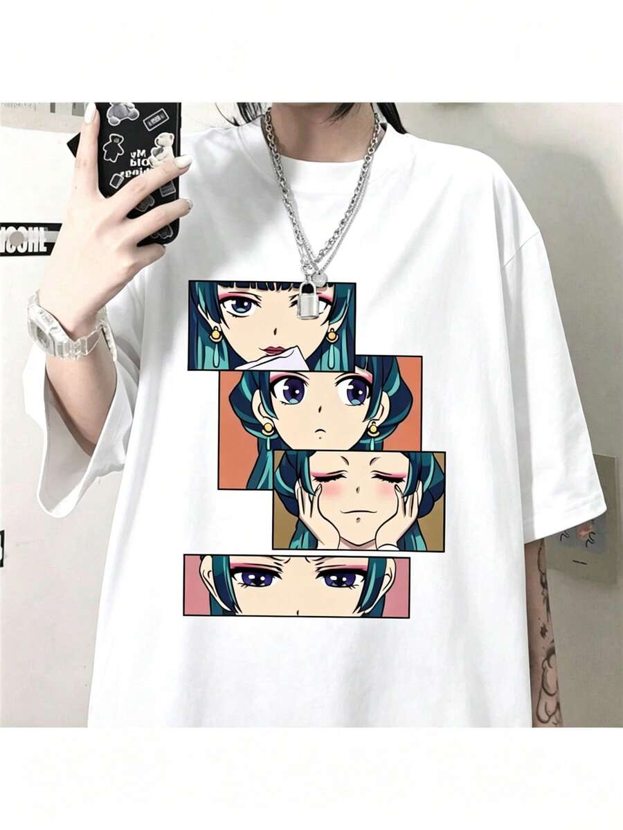 New Women S Anime Harajuku Shirt Cute Anime The Apothecary Diaries Graphic Women's T Shirt Tops - 白色 - 查看 1