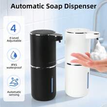 DONASIRA 1pc 380ML Capacity Light Display 4-Level Adjustable Foam/Liquid Control Type-C Rechargeable Electric Automatic Sensor Soap Dispenser Hand Soap Bottle Dish Soap Machine Shampoo Container, Suitable For Kitchen Bathroom - Multiple Colors - View 2