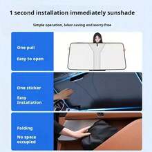 1pc Portable Universal Car Front Windshield Sun Shade, Car Interior Heat Insulation Front Windshield Cover, Summer Car Front Windshield Sun Shade, UV Protection Heat Insulation Sun Shade, RV Essential, Car Cover, Car Accessories, Camping - Upgraded and Thickened Version - View 10